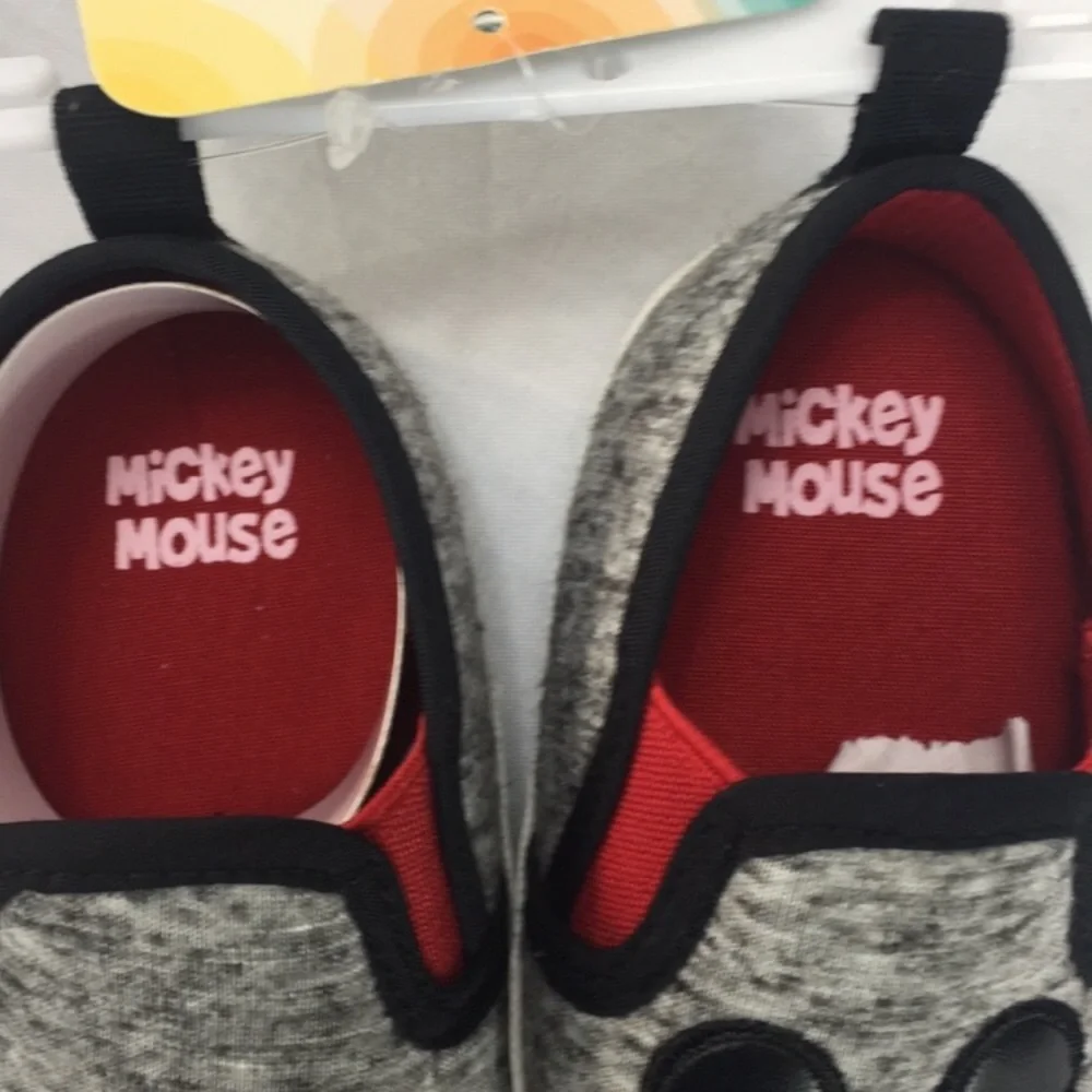 Mickey Mouse I Love ❤️ Mickey Shoes, Gray, 6-9 Months